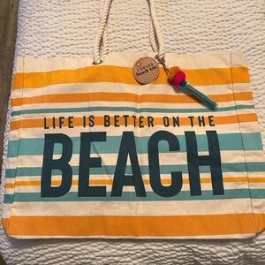 Striped Beach Canvas Tote
